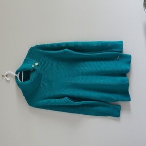 Calvin Klein Women's Teal Knit Gold Accents Cowl Neck Sweater Size XL